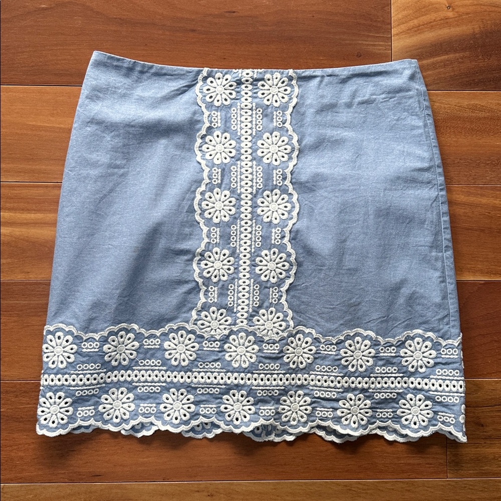 Boden Blue Scalloped Edge Skirt 10